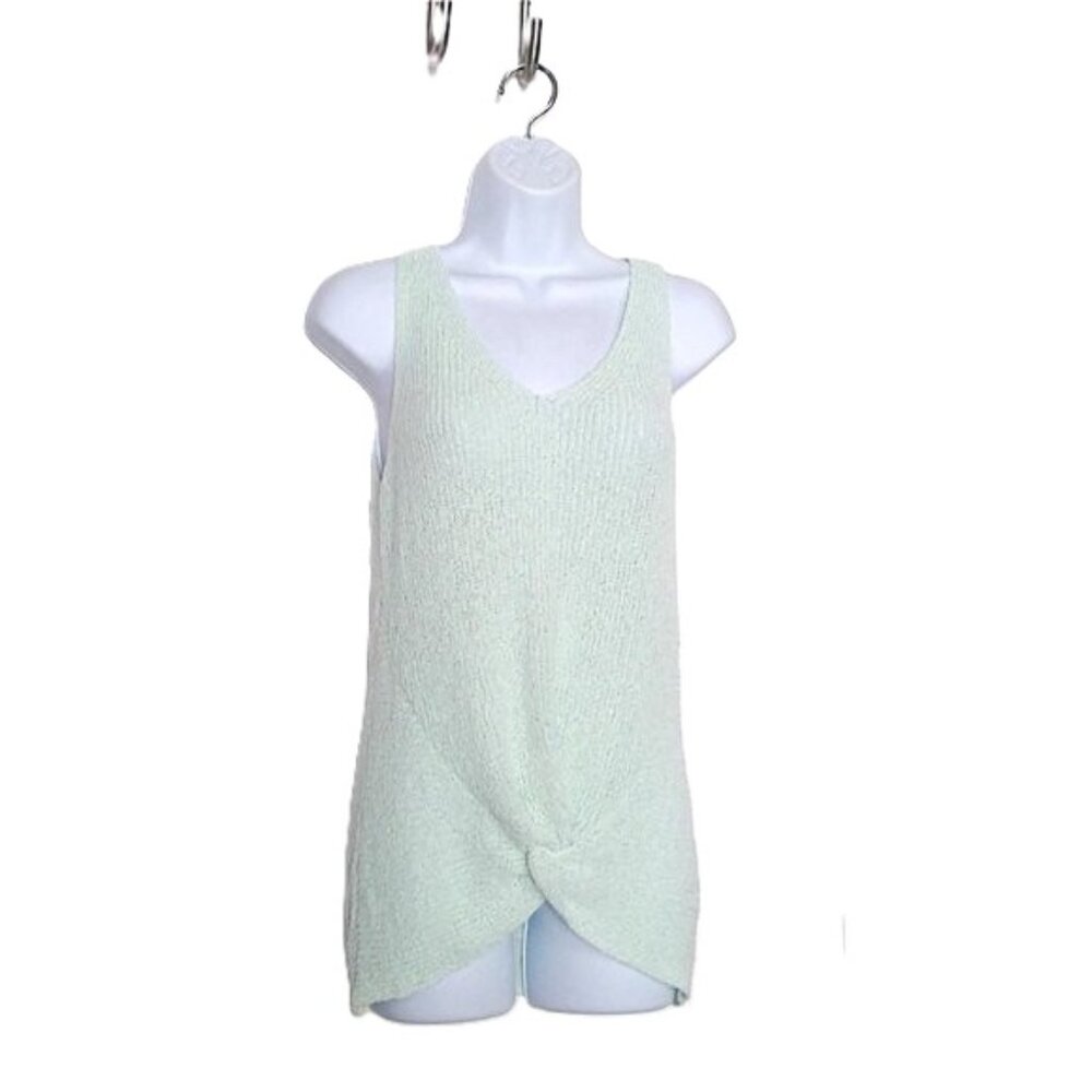 Boston Proper Top Sleeveless Pullover Twist Stretch Soft  Mint Green Knit EUC  S